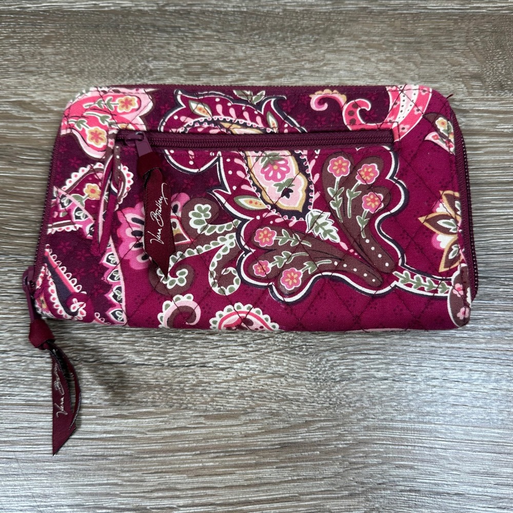 VTG 2005 Vera Bradley Piccadilly Plum Zip Around Travel Organizer Wallet Retired